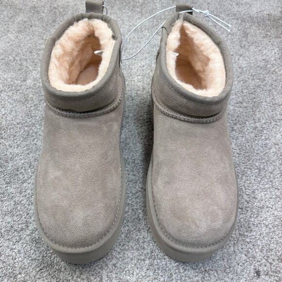 New! Bearpaw platform boots women's size 10 greyish-taupe - Picture 1 of 9